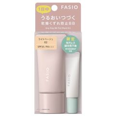 FASIO (파시오) 에어리 스테이 BB 틴트 모이스트 키트 02 라이트 베이지 BB 크림 + 모공리스 부분용 기초 건조 어긋남 방지 SPF35/PA+++ 선크림 화장 기초 파운데이션