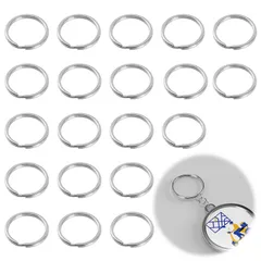 【特価セール】25mm/20個入) 外徑 ステンレス （ 脱落防止 紛失防止 二重リング 金具 ダブルリング パーツ 部品 キーホルダーリング キーリング 平キーリング 接続金具