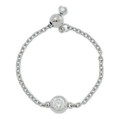 0.11ct/Orefice オレフィーチェ 4月誕生石 1P・ダイヤモンド ヌード チェーン リング・指輪/Pt950-Pt850-0.8g/18号/#58/プラチナ【♀】【N】【レディース】★■557060【中古】