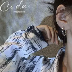 【ペア売り】チャンキーフープピアス　【S925針】金属アレルギー対応