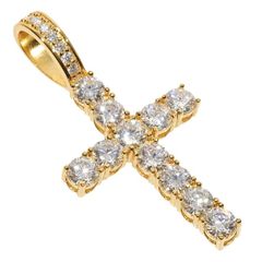 モアサナイト クロスペンダントトップ Moissanite ゴールド .925Silver ４mm 大粒 メンズ 鑑別カード付
