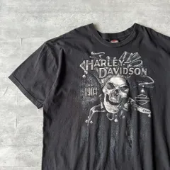 HARLEY-DAVIDSON / usa製 skull print T-shirt size 2XL 【最高スカルデザイン、アメリカ製】ハーレーダビッドソン古着ストリート黒骸骨 オーバーサイズ　両面プリント　ヒッピー Y2K