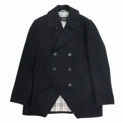バーバリーブラックレーベル BURBERRY BLACK LABEL ピーコート Pコート ノバチェック裏地 ウール混 メルトン ロゴボタン ダブルブレスト ジャケット ブルゾン ジャンパー 上着 アウター M 紺 ネイビー ベージュ