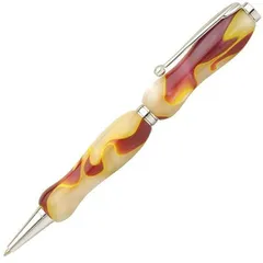 アクリルボールペン/文房具 〔フローホワイト White×Brown〕 クロスタイプ 芯：0.7mm 日本製 文具 オフィス用品 『Marble Pen』