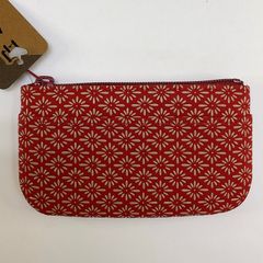 新品未使用品 甲州印伝【小銭入れ 菱菊柄 赤×白漆】コインケース 小物入れ 鹿革 漆型染め 海外土産 日本皮工芸品 日本製