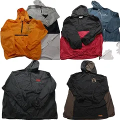 古着卸 まとめ売り アノラックパーカー ジャケット 6枚セット (メンズ XL ) ワンポイント ハーフジップ バイカラー 中古 古着 NB1208