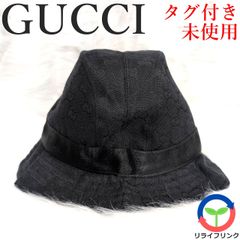 【未使用】 GUCCI グッチ GG バケットハット ブラック Lサイズ キャンバス イタリア製 ダブルG GG柄 タグ付き 旅行 トラベル ビジネス フォーマル カジュアル レディース メンズ ユニセックス 男女兼用