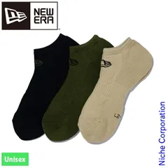 【新品】 ニューエラ  ソックス ショート 3ペア ブラック/オリーブ/カーキ 14518169 アウトドア ユニセックス 靴下 3足組み 3足