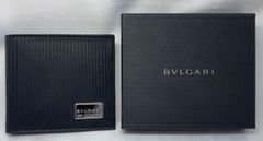<美品> BVLGARI ブルガリ　折財布　二つ折り　レザー　黒