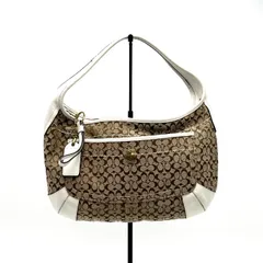 【中古】良品 COACH コーチ シグネチャー キャンバス レザー ワン ショルダー バッグ eY07117N