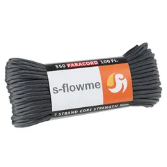 スフローム(s-flowme) パラコード 7芯 4mm x 30m 全60色 耐荷重 250kg クラフト パラコード アクセサリー アウトドア キャンプ テント タープ 用固定用紐 ガイロープ ロープ A18 グレー
