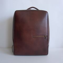 【美品】MOTHERHOUSE 【アンティーク スクエア バックパック】アンティークブラウン レザー リュック マザーハウス 25070268