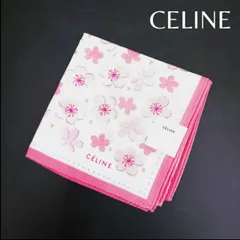 【最終価格】未使用 CELINE セリーヌ ハンカチ 花柄 桜 ピンク 約49×49cm 綿100％ ブランド小物 アクセサリー