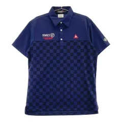 サイズ：LL LECOQ GOLF ルコックゴルフ  半袖ポロシャツ ロゴ刺繍 チェッカー 総柄 ネイビー系 [240101289400]# ゴルフウェア メンズ ストスト