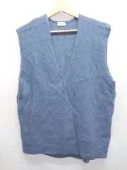 ◇ ⊇ apart by アパートバイ Vネック ニット ベスト サイズF ブルー レディース E  【1505290022545】