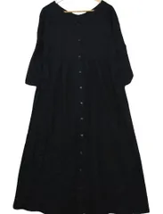 【送料無料】SM2 サマンサモスモス リネン混 長袖ワンピース シャツワンピース ロング Aライン Mサイズ 黒 ブラック ■管理番号L27698SSS24-240126-50（510）(4)