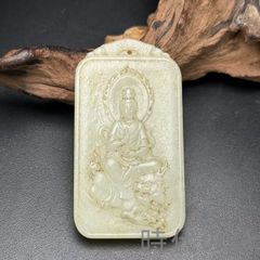 幻の玉】最高級天然岫玉 河磨玉（かまぎょく） 菩薩牌 仏光透光 - メルカリ