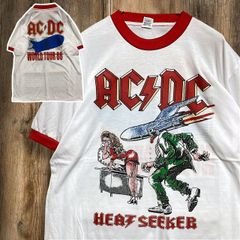 BJJU リンガー Tシャツ ビンテージ 古着 白 赤 ACDC HEAT SEEKER ロケット セクシー エロ バンド Lサイズ 2503  2980 p10