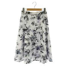 アプワイザーリッシェ Apuweiser-riche アートタッチフラワースカート ロング フレア サテン プリント 0 ライトグレー /MY ■OS