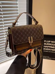 バッグ レディース ハンドバッグ チェック柄レトロ スクエアバッグ、ファッション優雅な二層ハンドバッグ、PUレザートートショルダーバッグ、女性の日常使いに多用途