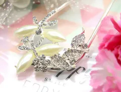 簪 かんざし バチ 和装 着物 髪飾 金属 パール フラワー 花 蝶 シルバー