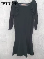 ◇ nano universe ナノユニバース 長袖 膝下丈 ニット ワンピース サイズF ブラック レディース 【中古】 【1002801377960】