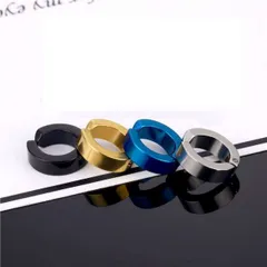 フェイクピアス フープイヤリング イヤーカフ 4個セット 黒 青 金 シルバー