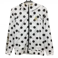 ★特価★ルコック×DURAS 2WAYパーカー 白×ブラウン ドット 袖着脱可 裏地メッシュ 半袖ジャケット  レディース M ゴルフウェア le coq sportif