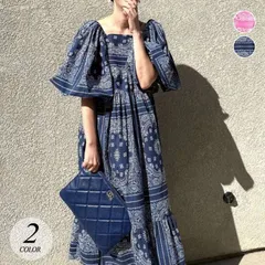 リゾート風 ワンピース レディース ロングワンピース 春 夏 ドレス 半袖ワンピース レトロ 柄 おしゃれ きれいめ 可愛い 韓国ファッションhanged05