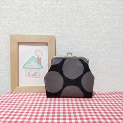 がま口（大きなにじみドット＊ブラック）