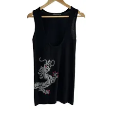 VIVIENNE TAM ヴィヴィアンタム チュニック　装飾シルク　ブラック　0 VIVIENNE TAM ヴィヴィアンタム 長袖ワンピース 良好 サイズ:1