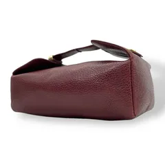 美品 Cartier カルティエ マストライン バニティ ポーチ 赤 ボルドー ワインレッド ゴールド金具 レザー ミニハンドバッグ 2Cモチーフ レディース K3
