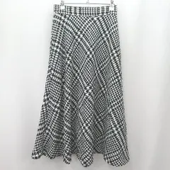 ◇ ⊇ Couture brooch クチュールブローチ 千鳥格子柄 膝下丈 フレア スカート サイズ38 ブラック系 レディース E  【1506190003993】