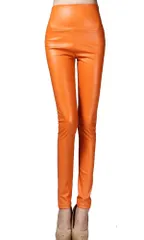 裏起毛 秋 光沢 冬 スキニー レザーパンツ 合皮 スリム ハイウエスト レディース セクシー レギンス [syvent] 18色 S-2L