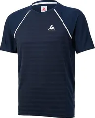 【新品】le coq sportif（ルコック） メンズ 半袖シャツ テニスウェア アクティブウェア 吸汗速乾　ネイビー QTMNJA08-NVY