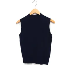 グリーンレーベルリラクシング ユナイテッドアローズ green label relaxing リブ ニット セーター ベスト ノースリーブ ボトルネック 無地 ネイビー 紺 /FT27