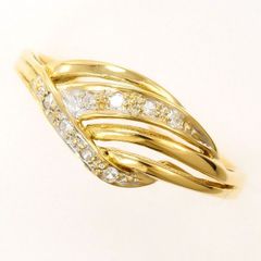 18K　YG　リング　ring　指輪　17号　ダイヤ　総重量約2.9g