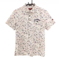 【超美品】キャロウェイレッドレーベル 半袖ポロシャツ 白×グレー×ピンク 総柄 メンズ L ゴルフウェア Callaway