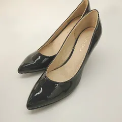◇ BLISS POINT ポインテッドトゥ　光沢感　シンプル パンプス サイズ24.0 ブラック系 レディース E  【1302060040019】のサムネイル