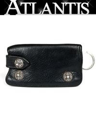 CHROME HEARTS 銀座店 クロムハーツ クロスボタン キーケース レザー メンズ シルバー SV925 黒 98490