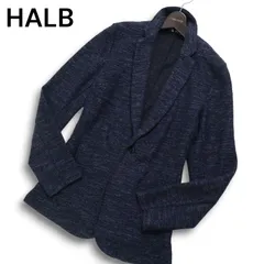 HALB ハルプ テットオム 秋冬★ 杢 ニット テーラード ジャケット カーディガン Sz.6 メンズ 紺 ネイビー 日本製
