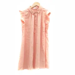 ローリーズファーム LOWRYS FARM シャツワンピース フレンチスリーブ フレアスリーブ ミニ丈 ハーフボタン M オレンジベージュ /HO2