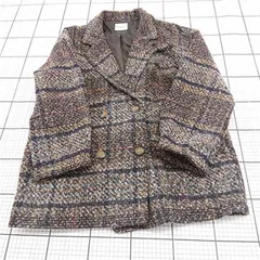 ◇ ⊇ classicalelf 長袖 チェック柄ダブルジャケットコート サイズM ブラック ベージュ系 マルチ レディース. E  【1509100077978】