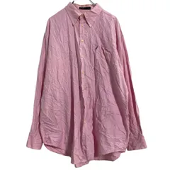 NAUTICA 長袖 無地シャツ XL 程 ピンク ノーティカ ボタンダウン ワンポイントロゴ ビッグサイズ 古着卸 アメリカ仕入 a702-7245のサムネイル