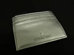 ■美品■ SWAROVSKI スワロフスキー レザー パスケース カードケース 定期入れ レディース シルバー系 DF9562