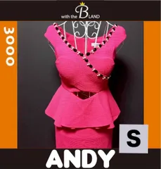 ANDY　アンディ　ワッフル　ワンピース　ドレス　ビジュー　パール　ピンク　胸パットのサムネイル
