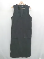 ◇ ⊇ La-gemme ラジェム 無地 ノースリーブ 膝下丈 ワンピース サイズM ブラック系 レディース E  【1507030009250】