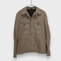 ☆Paul Smith Collection☆ポールスミス☆サファリシャツジャケット☆チェック柄☆日本製☆ブラウン系☆L☆I24M