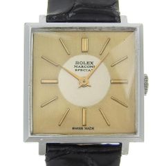 【ROLEX】ロレックス MARCONI SPECIAL スクエア 255 ステンレススチール×クロコダイル 手巻き レディース シャンパンゴールド文字盤 腕時計