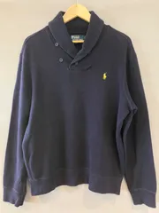 00's POLO by Ralph Lauren ポロ バイ ラルフローレン ショールカラー コットンニット プルオーバー ネイビー 紺 メンズ  Lサイズ